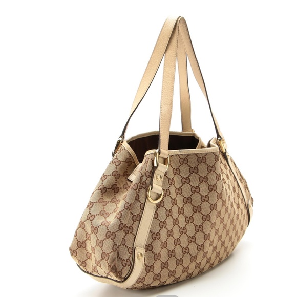 Gucci Shoulder Tote Bag in Tan GG Canvas with Leather Trim - Picture 3 of 15